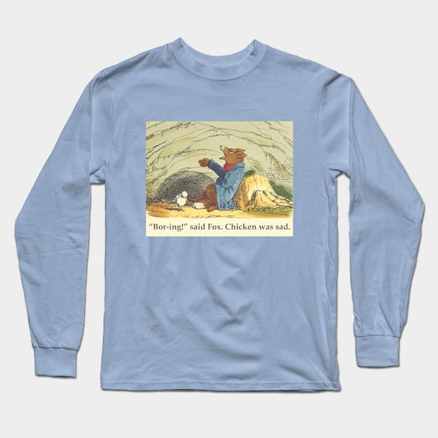 Fox and Chicken - Boring Long Sleeve T-Shirt by helengarvey